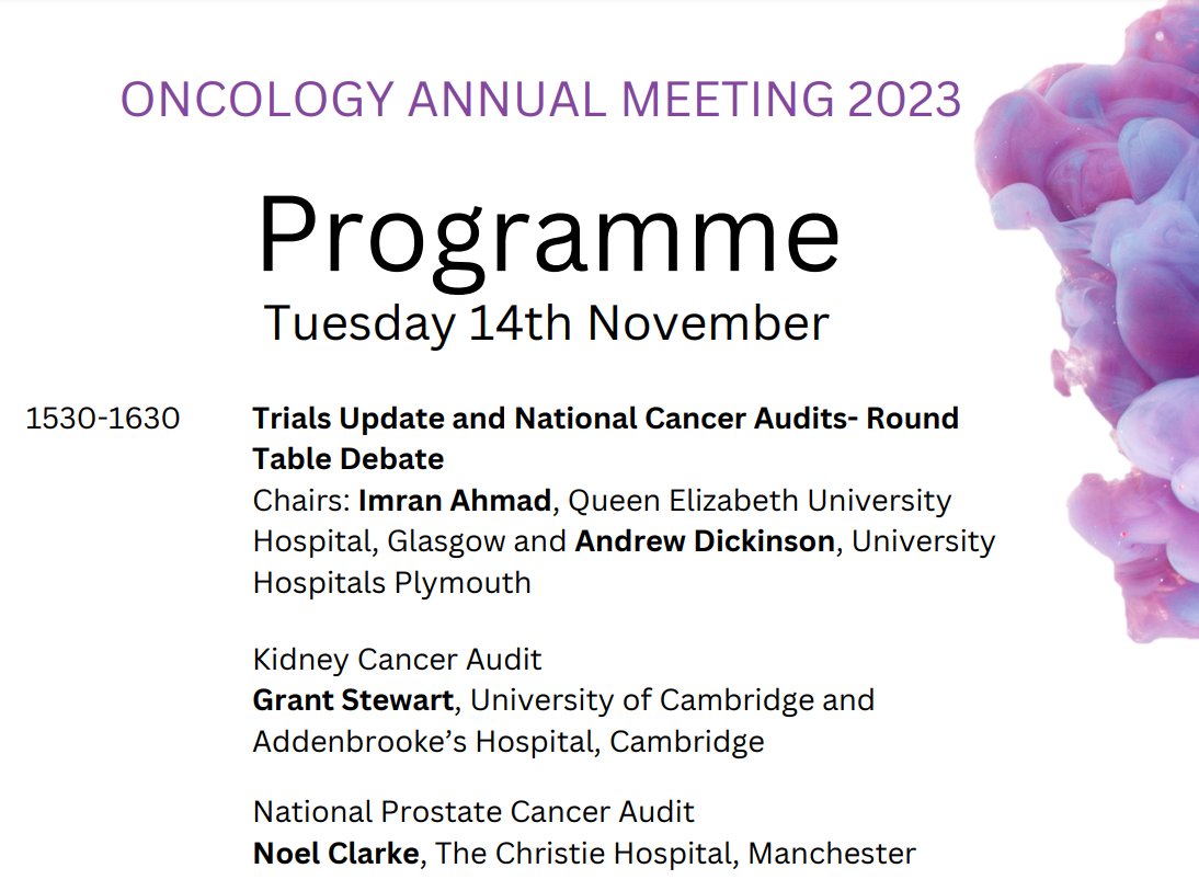 National Prostate Cancer Audit (@npca_uk) on Twitter photo Don't miss our Clinical Lead Noel Clarke <a href="/GUresearch_MCR/">GU Cancer Research group</a> presenting recent findings & research updates from the audit next Tuesday 14th Nov 15.30 <a href="/BAUSurology/">BAUS</a> Oncology Meeting.
<a href="/NATCAN_news/">National Cancer Audit Collaborating Centre</a> <a href="/TheChristieNHS/">The Christie NHS</a> @JanvanderMeule6 <a href="/AggarwalOnc/">Ajay Aggarwal</a> <a href="/JoannaDodkins/">Joanna Dodkins</a> <a href="/Emily_Mayne/">Emily Mayne</a> <a href="/marina_parry/">Marina Parry</a> Don't miss our Clinical Lead Noel Clarke <a href="/GUresearch_MCR/">GU Cancer Research group</a> presenting recent findings & research updates from the audit next Tuesday 14th Nov 15.30 <a href="/BAUSurology/">BAUS</a> Oncology Meeting.
<a href="/NATCAN_news/">National Cancer Audit Collaborating Centre</a> <a href="/TheChristieNHS/">The Christie NHS</a> @JanvanderMeule6 <a href="/AggarwalOnc/">Ajay Aggarwal</a> <a href="/JoannaDodkins/">Joanna Dodkins</a> <a href="/Emily_Mayne/">Emily Mayne</a> <a href="/marina_parry/">Marina Parry</a>