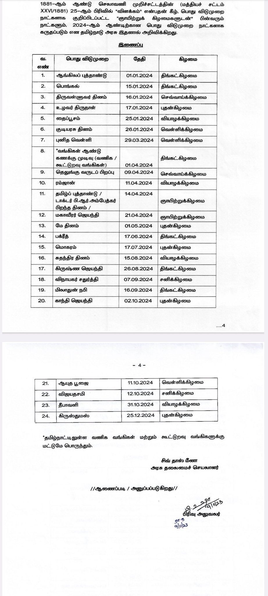 2025 Government Holidays In Tamilnadu List