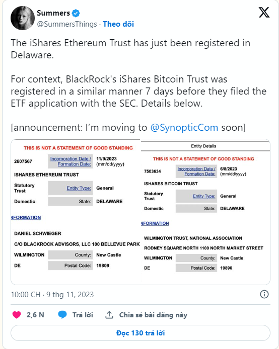 GnasCrypto's tweet photo. BlackRock confirms establishment of spot Ethereum ETF, ETH jumps to 6-month peak
However, the probability of an Ethereum spot ETF being approved in the near future is not high, as the SEC often takes months to consider due to concerns about fraud and market manipulation. https://t.co/X2MIS7IMXk