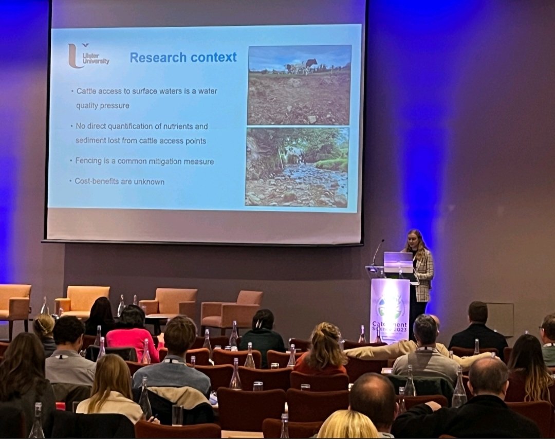 AlisonRoseScott's tweet photo. Had a great three days at the #CS2023 conference thanks to @TeagascACP! Where I presented the findings of my first publication with @AFBI_NI @UlsterUniGES @daera_ni on sediment and nutrient loss at riverbank cattle access points  https://t.co/WnxsNzzctI. https://t.co/dhNOEonL4E