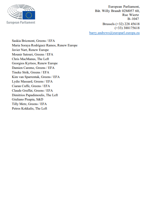 I, and 30 other MEPs have written to <a href="/vonderleyen/">Ursula von der Leyen</a>, <a href="/VDombrovskis/">Valdis Dombrovskis</a> and <a href="/berndlange/">Bernd Lange</a> this morning urging a review of the EU-Israel Association Agreement.

We cannot sit and watch idly as atrocities are committed and innocent people in Gaza suffer. 

See the letter below 👇