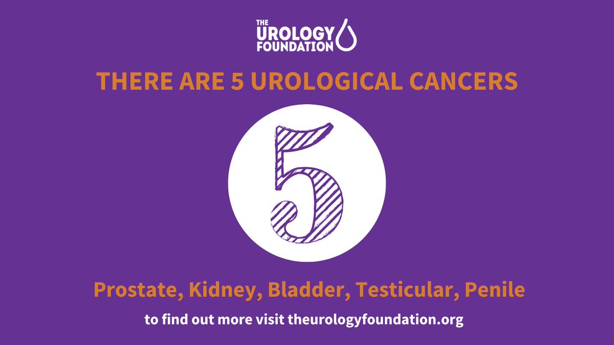 There are 5 urological cancers - prostate, kidney, bladder, testicular and penile.  To find out more, visit theurologyfoundation.org/urologyhealth #TUF #cancer #urology #urologicalcancers