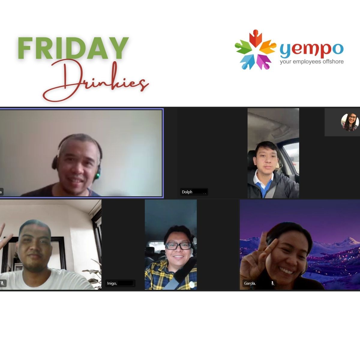Work hard, play hard! Another virtual Friday Drinkies session with team Yempo to end another productive week and connect with our colleagues! #FridayDrinks #WorkAndPlay #FridayDrinks #WorkAndPlay