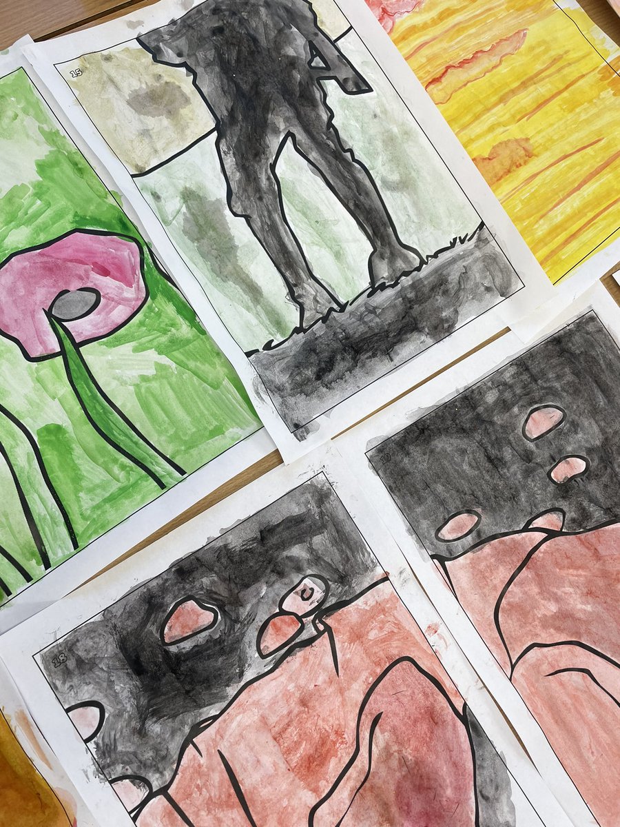 BlackoPrimary's tweet image. I wonder how our Remembrance-themed shared Artwork will turn out? #Class4 @ThePennineTrust