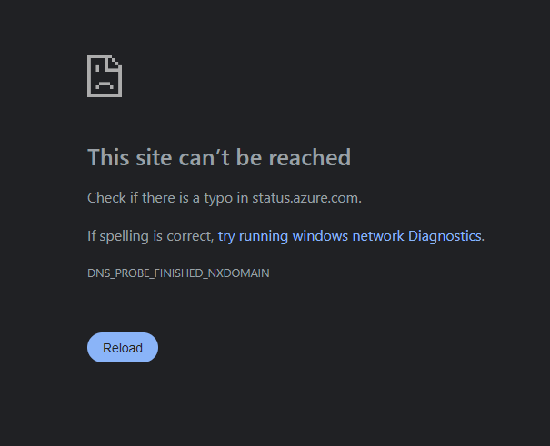 disappointmentb's tweet photo. @AzureSupport The link you are posting to everyone is being effected by the issue 🤣 https://t.co/Ly7tmAXYCq