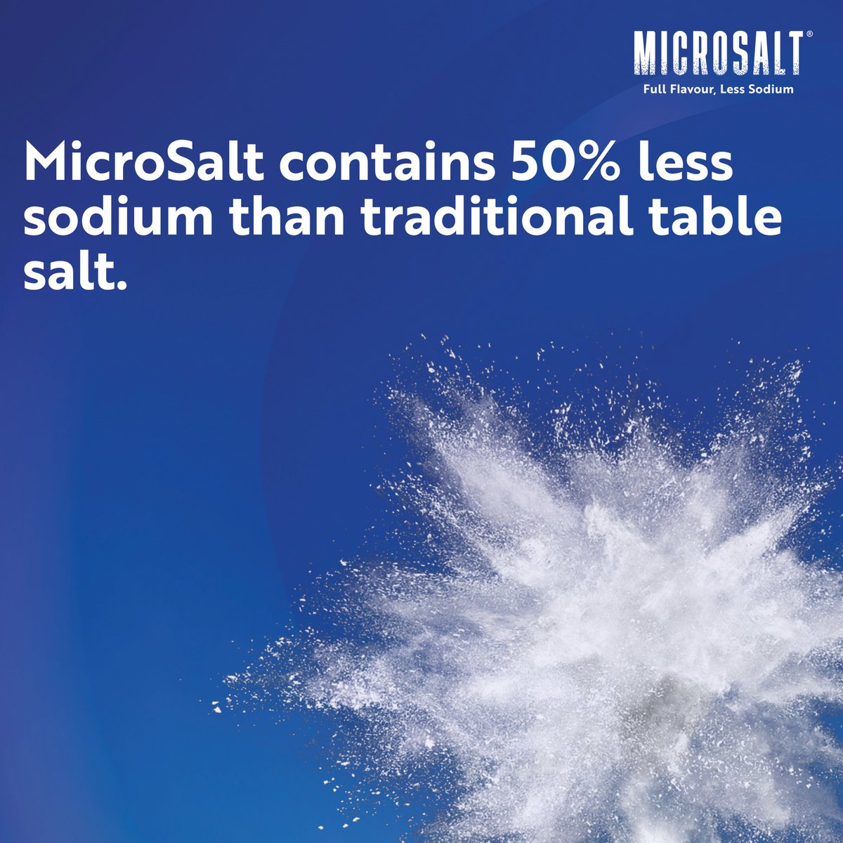 Thanks to MicroSalt’s patented technology, millions of people globally now have the option to reduce their sodium intake without sacrificing taste.

MicroSalt contains 50% less sodium than traditional table salt.