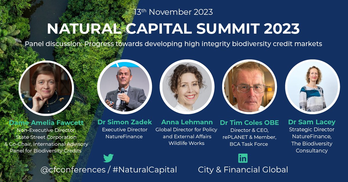 Monday 13th November marks the date of our 3rd Annual Natural Capital Summit, at America Square Conference Centre in London. Some of our panellists will discuss progress towards developing high integrity biodiversity credit markets.
cityandfinancialglobal.com/natural-capita…

#NaturalCapital