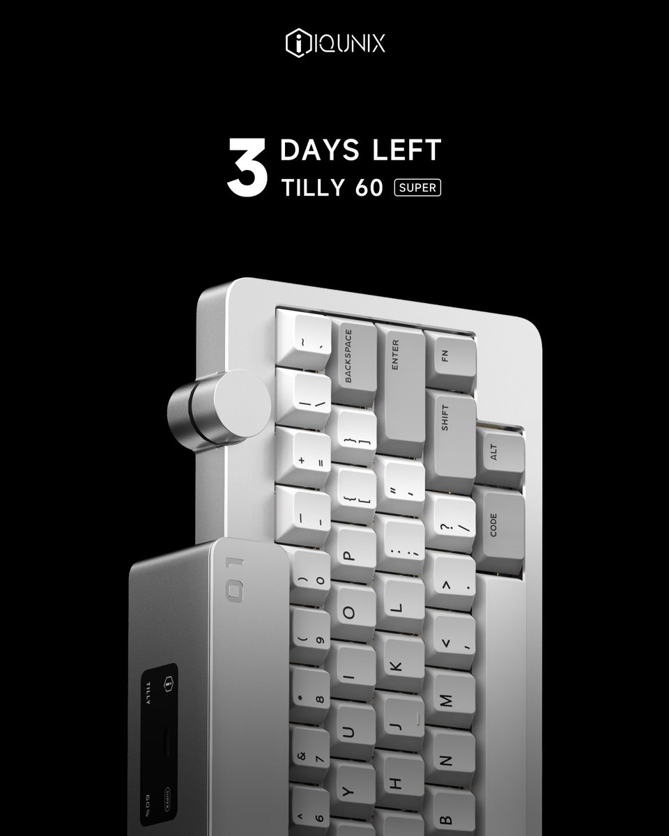 iQunix's tweet image. Hey guys!

Tilly 60 In Stock Sale!
Unlock Space Freedom With Tilly 60!

⌛️Presale Countdown: 3 DAY⁠S

#IQUNIX #Mechanicalkeyboard #keyboard #mechkeys #mechkeyboard #gamingkeyboard
