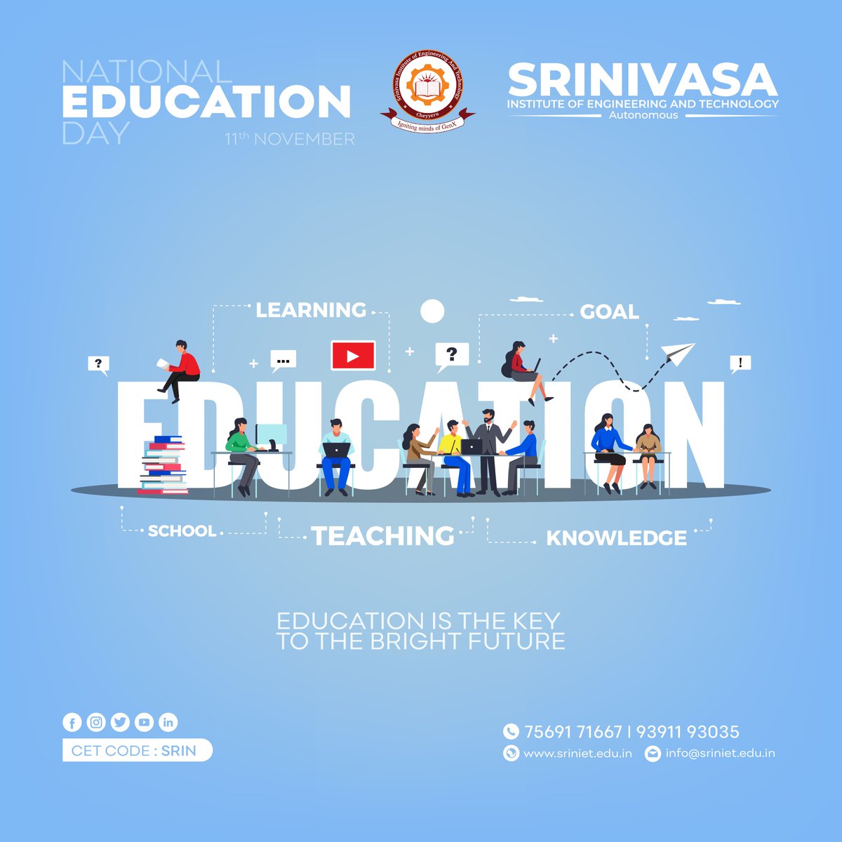 Srinivasa in shaping a brighter future! 🌟 

We nurture young minds with passion and purpose. 
.
.
.
#sriniet_college #PassionAndPurpose #BrightMinds #InspireInnovation #AcademicExcellence  #StudentLife #HigherEducation #FutureLeaders #NurturingPotential #JoinTheJourney