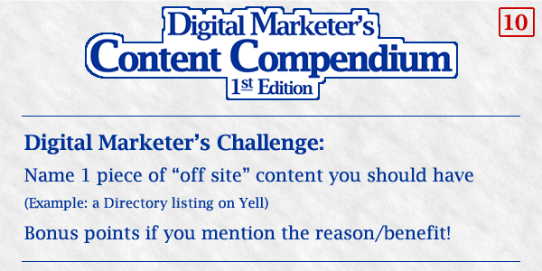 darth_na's tweet photo. .
:: 10th Content Compendium challenge! ::
Sometimes, the content we create isn't for our own site.
Some should be created specifically for other sites.
Can you name one (and why)?
#DMCC #ContentCompendium
#DigitalMarketing #SEO https://t.co/Da31EJo26k