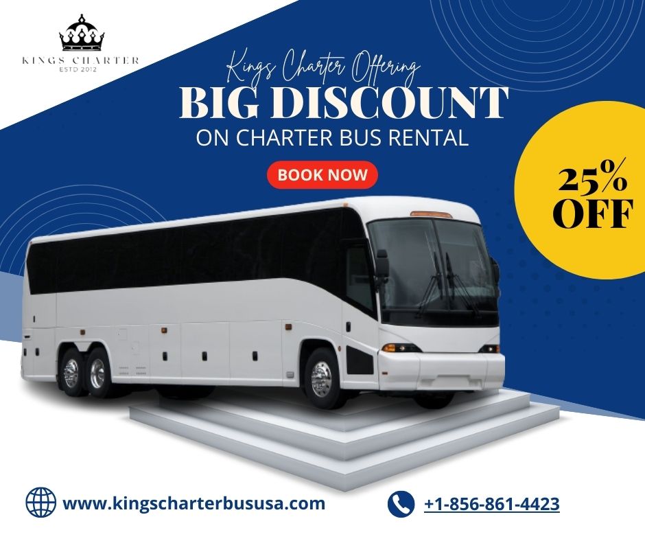 Unlock massive savings with Kings Charter Bus USA! Get an incredible 25% discount on charter bus rentals for your group travel. Book now and save big!
𝐄𝐦𝐚𝐢𝐥 𝐮𝐬: info@kingscharterbususa.com
𝐂𝐚𝐥𝐥 𝐔𝐒: +1-856-861-4423
#charterbus #minibus #tourbus #CharterBusRental