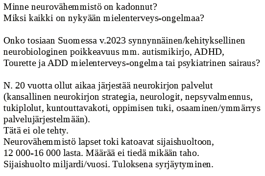 neurokirjo's tweet photo. #mielenterveys #yhdenvertaisuus #sote #lapset #nuoret #työelÀmÀ #autismikirjo #ADHD #sosiaalityö #erityislapset #lapsenoikeudet #pÀihteet #lapsenetu #oikeusturva #nuoret #tukiperheille https://t.co/sY6rj9wMfr