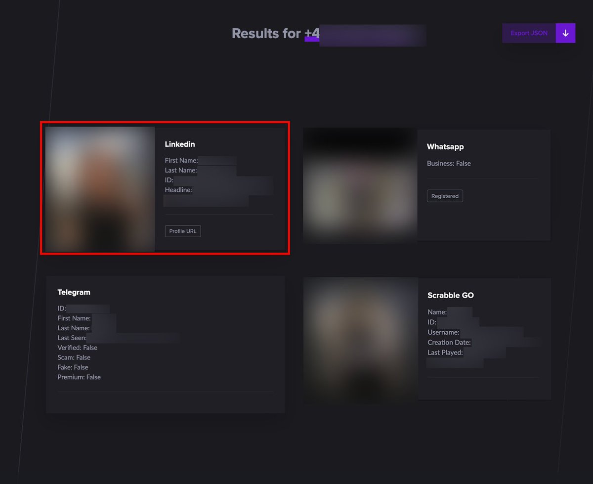 Need to find someones professional background from just a phone number?

We’ve just added a new #OSINT module that lets you find the Linkedin account linked to a phone number along with their first name, last name, headline, profile pic and more…

Start: osint.industries