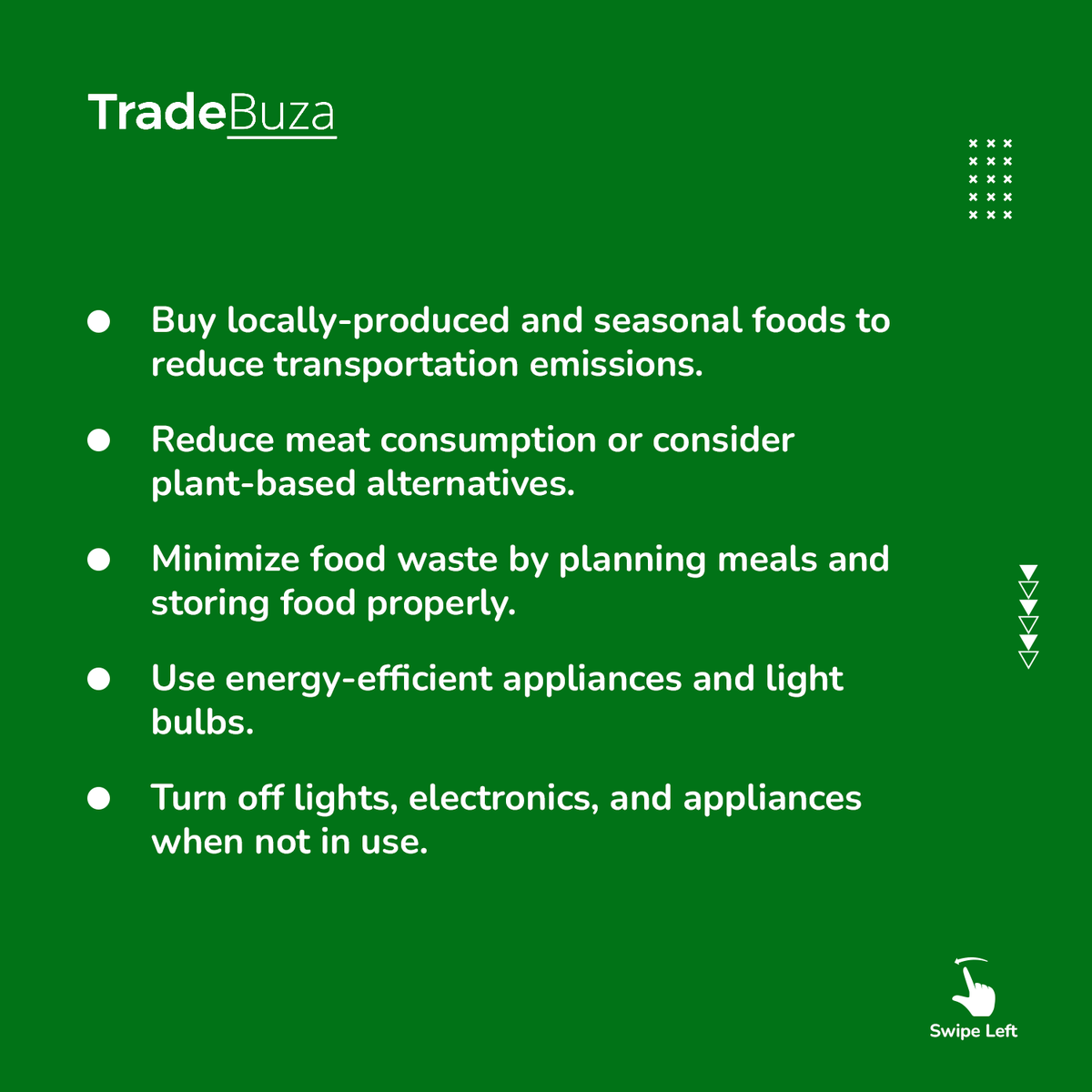 TradeBuza's tweet photo. Can you practice and advocate for sustainability?

The answer is YES! and in several ways.

Swipe left for some ideas.

#sustainability #agriculture #foodforall #saveearth #savetheplanet #agritech https://t.co/NdiY2vV0NR