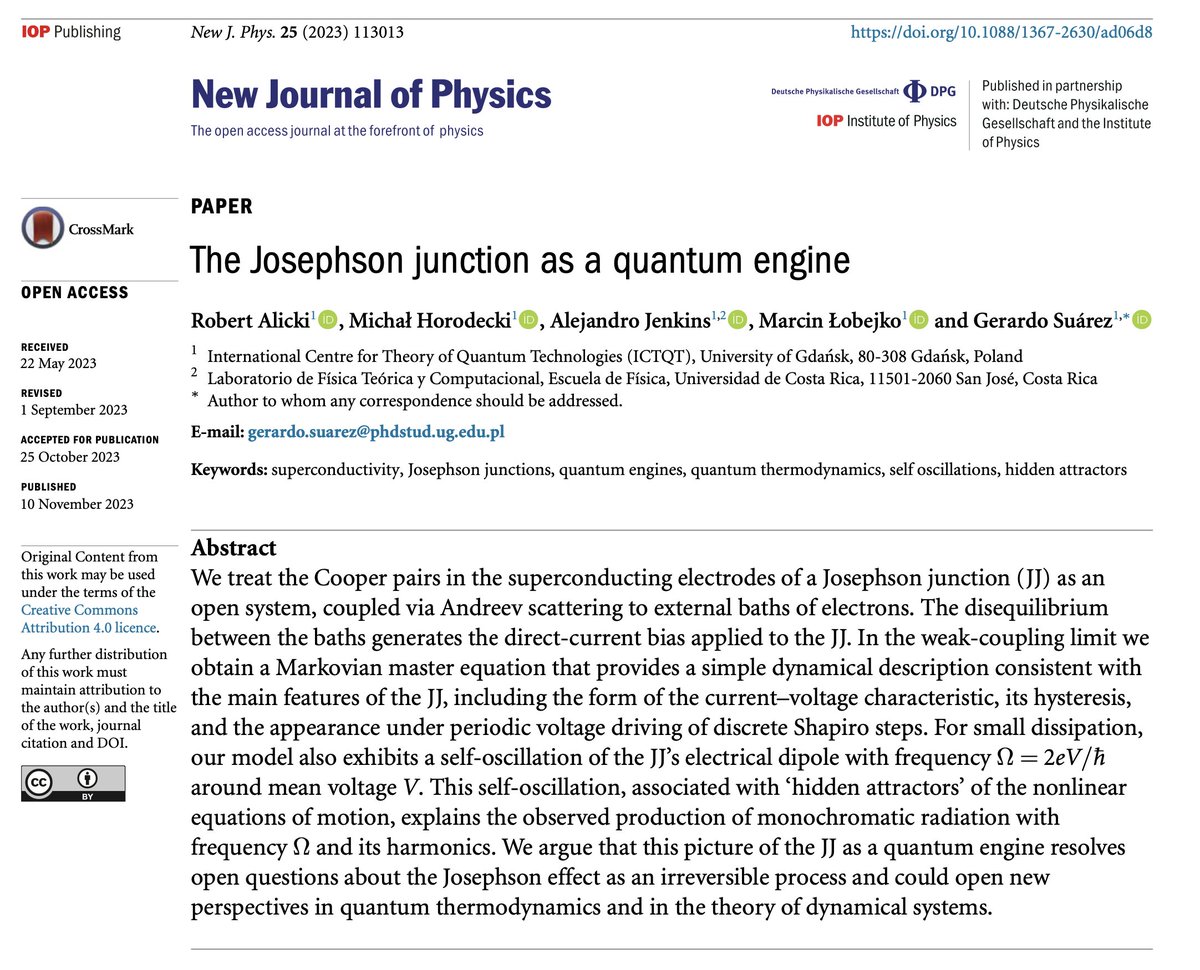 Alejandro Jenkins (@escalanatural) on Twitter photo Out today: "The Josephson junction as a quantum engine" doi.org/10.1088/1367-2… via <a href="/NJPhysics/">New Journal of Physics</a> Out today: "The Josephson junction as a quantum engine" doi.org/10.1088/1367-2… via <a href="/NJPhysics/">New Journal of Physics</a>