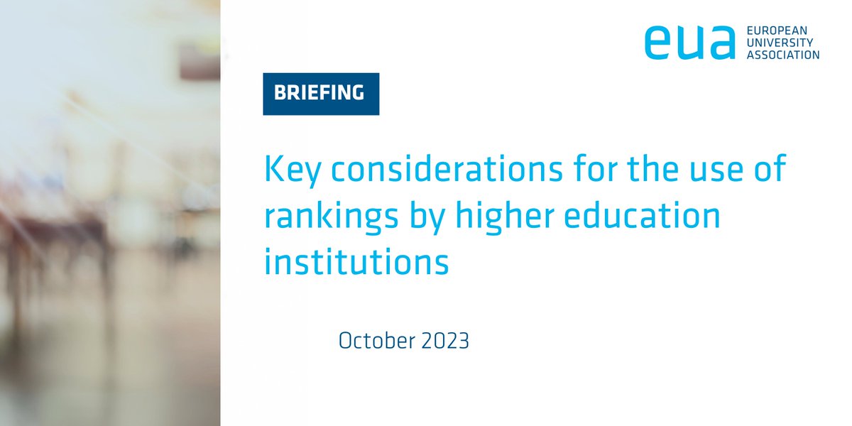 Key considerations for the use of #rankings include: 4) do not let rankings drive institutional strategies 5) avoid their use in research assessment 6) universities should educate stakeholders on rankings' uses/misuses and on the meaning of their results bit.ly/3FfBt43