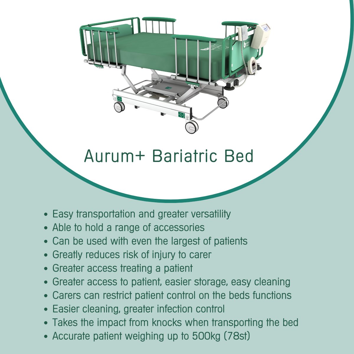 Discover the aurum+ bariatric bed, designed for strength and simplicity. It's perfect for larger patients, with adjustable width, integrated weighing scales, and stowable safety rails. EN60601/2/52 compliant. Your simplest choice in bariatric care.

#BariatricCare #BariatricBed