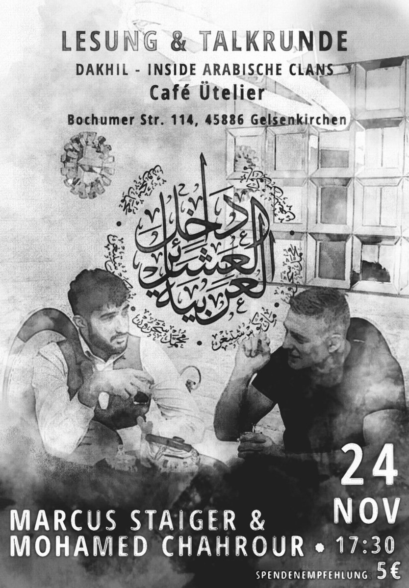 Wir sind wieder auf Tour. Am 23.11. sind Mohamed Chahrour und ich in Essen und am 24.11. in Gelsenkirchen. Kommt rum!