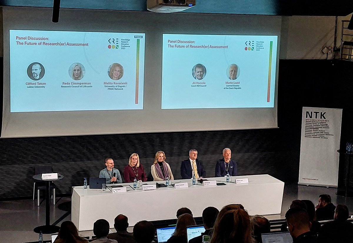 Tereza Simova (@tersi_czech) on Twitter photo The #KRECon2023 panel with <a href="/tatumcc/">Clifford Tatum</a>, <a href="/RCimmperman/">Reda Cimmperman</a>, Melita Kovačević, <a href="/lkristoufek/">Ladislav Kristoufek</a>, Jiří Homola, & Martin Loebl has sparked a forward-thinking dialogue on The Future of Research Assessment
#reseachassessment #research The #KRECon2023 panel with <a href="/tatumcc/">Clifford Tatum</a>, <a href="/RCimmperman/">Reda Cimmperman</a>, Melita Kovačević, <a href="/lkristoufek/">Ladislav Kristoufek</a>, Jiří Homola, & Martin Loebl has sparked a forward-thinking dialogue on The Future of Research Assessment
#reseachassessment #research