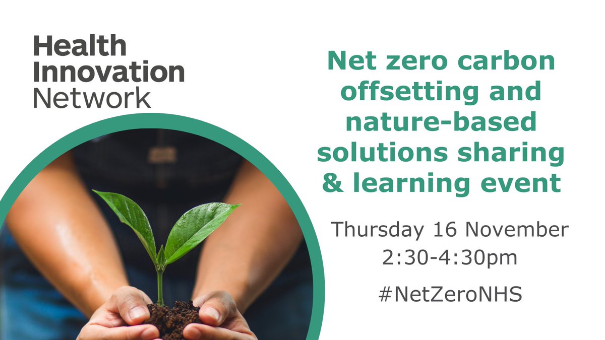 Join our online net zero carbon offsetting & nature-based solutions sharing & learning event on Thursday 16 Nov, 2:30-4:30pm, and find out why investing in nature makes sense for business and health and wellbeing #NetZeroNHS 🍃 Find out more and register: ahsnnetwork.com/news/net-zero-…