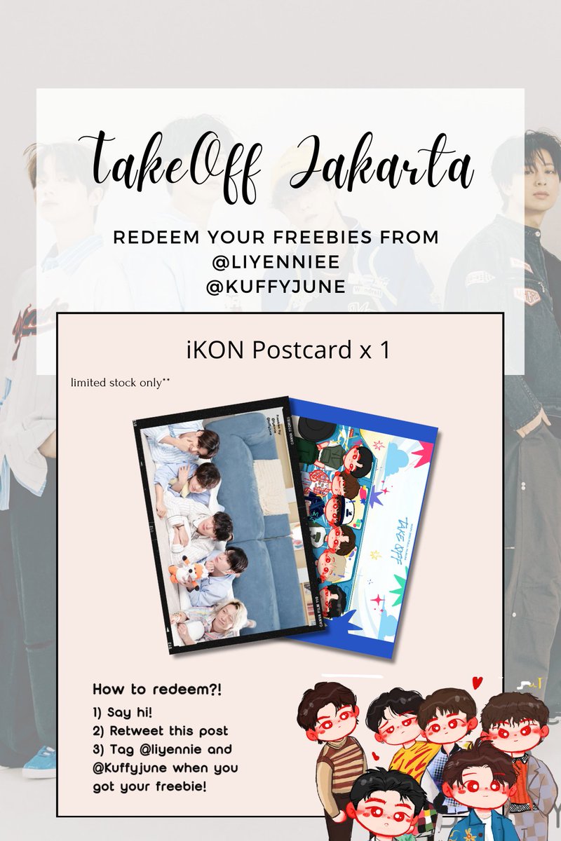 liyenniee's tweet photo. Take Off Jakarta Freebies 
by @liyenniee @kuffyjune !

📍 Tennis Indoor Senayan
📅 19 Nov 2023
⏲️ TBA

✨ 150 pcs only 
✨ Tag @liyenniee and @kuffyjune when you got your freebies 
✨Find me and say "Hi"  
✨First come first get only no reserve
✨Please don't throw the freebies if caught you will be blacklisted.

😭😭Hopefully the postcards will arrive on time before I fly to jakarta please doain

#TAKEOFFinJAKARTA #TAKEOFFinJKT