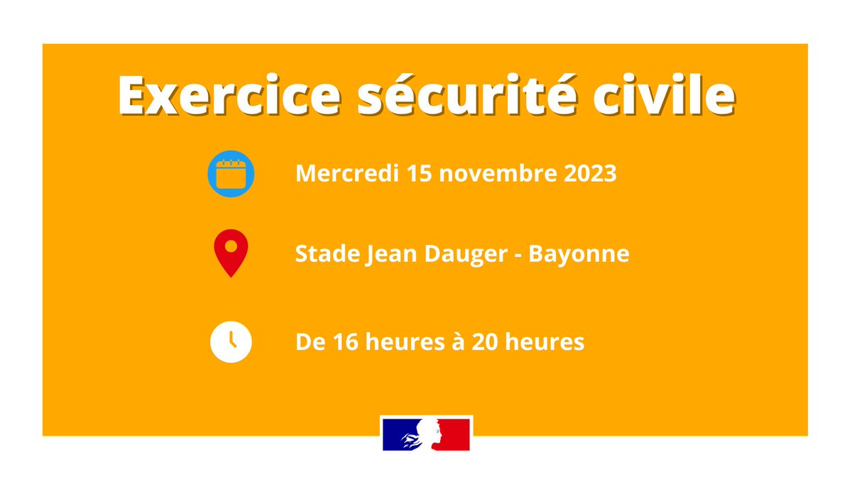 #ExerciceJeanDauger
Un exercice NOVI (nombreuses victimes) de grande ampleur aura lieu mercredi 15 novembre de 16 heures à 20 heures au stade Jean Dauger à <a href="/Bayonne/">Bayonne</a> et dans le périmètre à proximité autour de la salle Lauga.