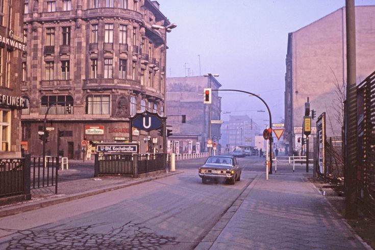 #Coldwar 'Checkpoint on route', Kochstrasse, West #Berlin 1975, #GDR #DDR #checkpointcharlie Kochstrasse leading direct to Checkpoint Charlie and that behind was the  #communist east. #Socialism #Socialismo #Communism #freedom #History ,