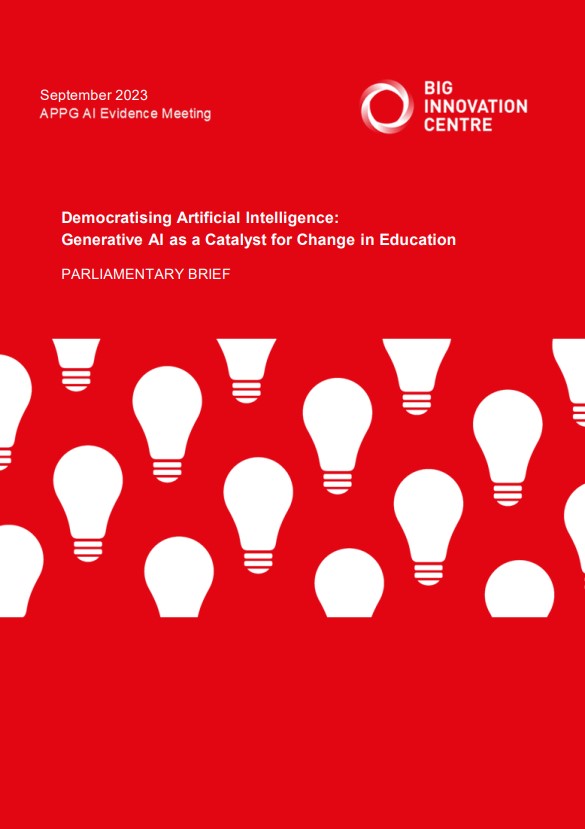 The APPG AI report "Democratising AI: Generative AI as a Catalyst for Change in Education" is now live! Read insightful analysis and recommendations on this fascinating and salient topic here: bit.ly/3QzxggJ #GenerativeAI #AI #Education
