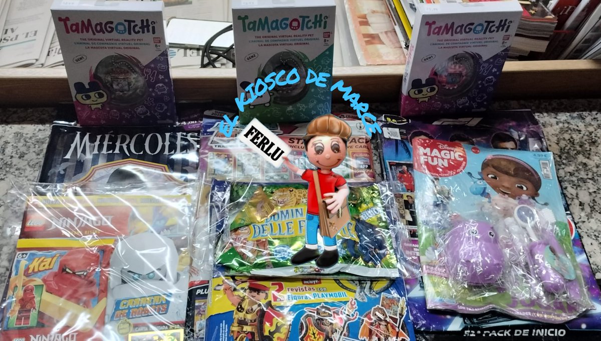 ElKioscodeMarce's tweet image. Para los más pequeños de la casa hay #DominatoriDelleForeste, @LegoNinjago3, @DisneyPlusES #MagicFun, archivadores de @MatchAttaxFans y #TurboAttax de @Topps, álbum de @miercoles de @paninicromos, bolsa @playmobil #Novelmore y los legendarios #Tamagotchi con 3 modelos a elegir