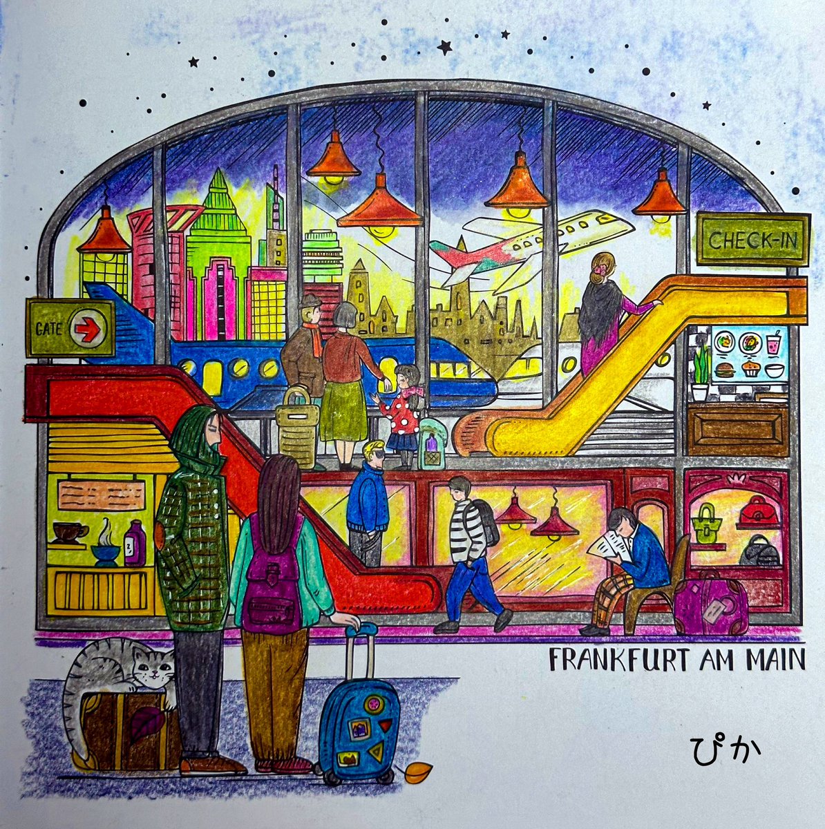 pikarinko8's tweet photo. アフリカの飛行場ってどんな感じなのかなぁ*⋆✈💜❤💙💚 #ritaberman #meinereisedurchafrika #ritabermancoloringbook #ritabermancoloringbooks #大人のぬりえ #大人の塗り絵 #kalour #色鉛筆 https://t.co/Q45WZ1zFwR