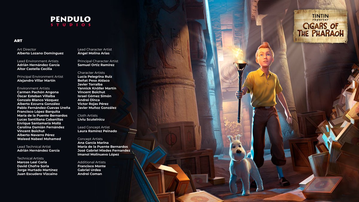 caroldamfer's tweet photo. Ha sido un honor y estoy super orgullosa de haber participado en Tintin - Los Cigarros del Faraón, de Pendulo Studios, como Environment Artist.
Un proyecto muy ambicioso y con un fantástico equipo detrás.
¡No os lo perdáis! https://t.co/Wb4dLCZ8vu