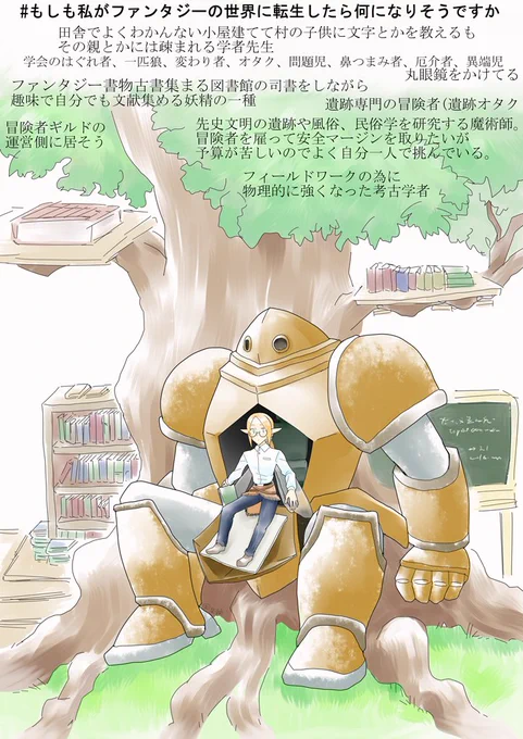 種族的な身体能力の低さをゴーレムに乗り込むことで補うタイプの学者です。#もしも私がファンタジーの世界に転生したら何になりそうですか#転生しちゃったおれたちが異世界でオフ会PTをつくる 