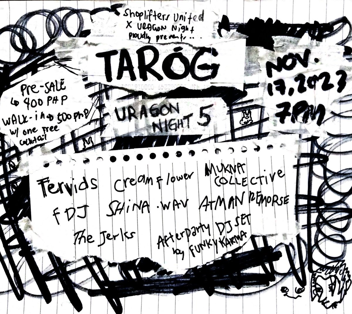 fervidsph's tweet photo. URAGON NIGHT 5: TARÓG

Let's celebrate once again the diverse offering of Bicolano talents in one night at Sari Sari, Makati this 17th of November, 2023.

Buy your tickets now at the pre-sale price of 400php (includes one free cocktail):

https://t.co/ylJVRQ2DJI https://t.co/cCZ60Zr0k8