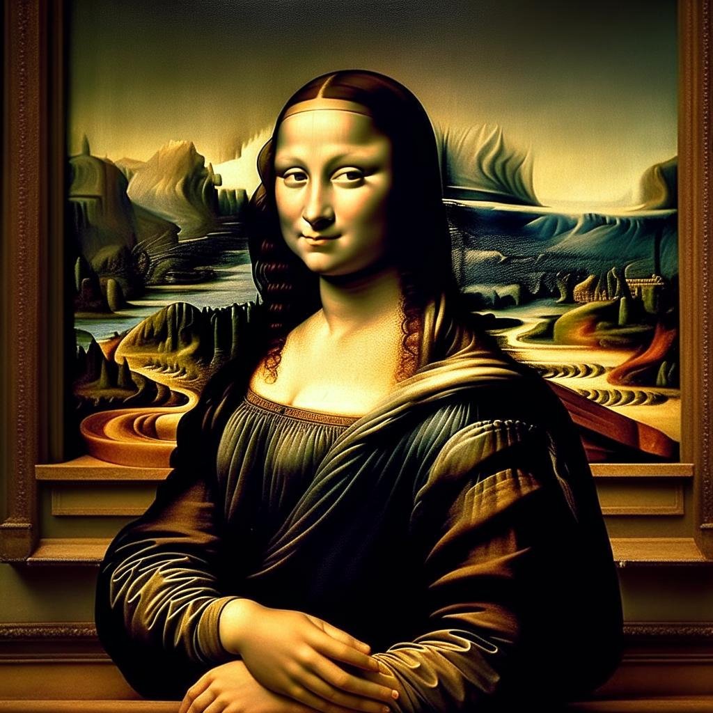 ave22official's tweet photo. Homage to Leonardo's "Mona Lisa" vs. an AI-created image
What we do? Get the Wikipedia description and ask Kandinsky AI to create an image
That's what we'll do in our next exhibition in AVE22 MetaGallery @Spatial_io
#opencall: https://t.co/oV9o5ZXOrM or reply w/#art &amp; description https://t.co/HKAgivbc0e