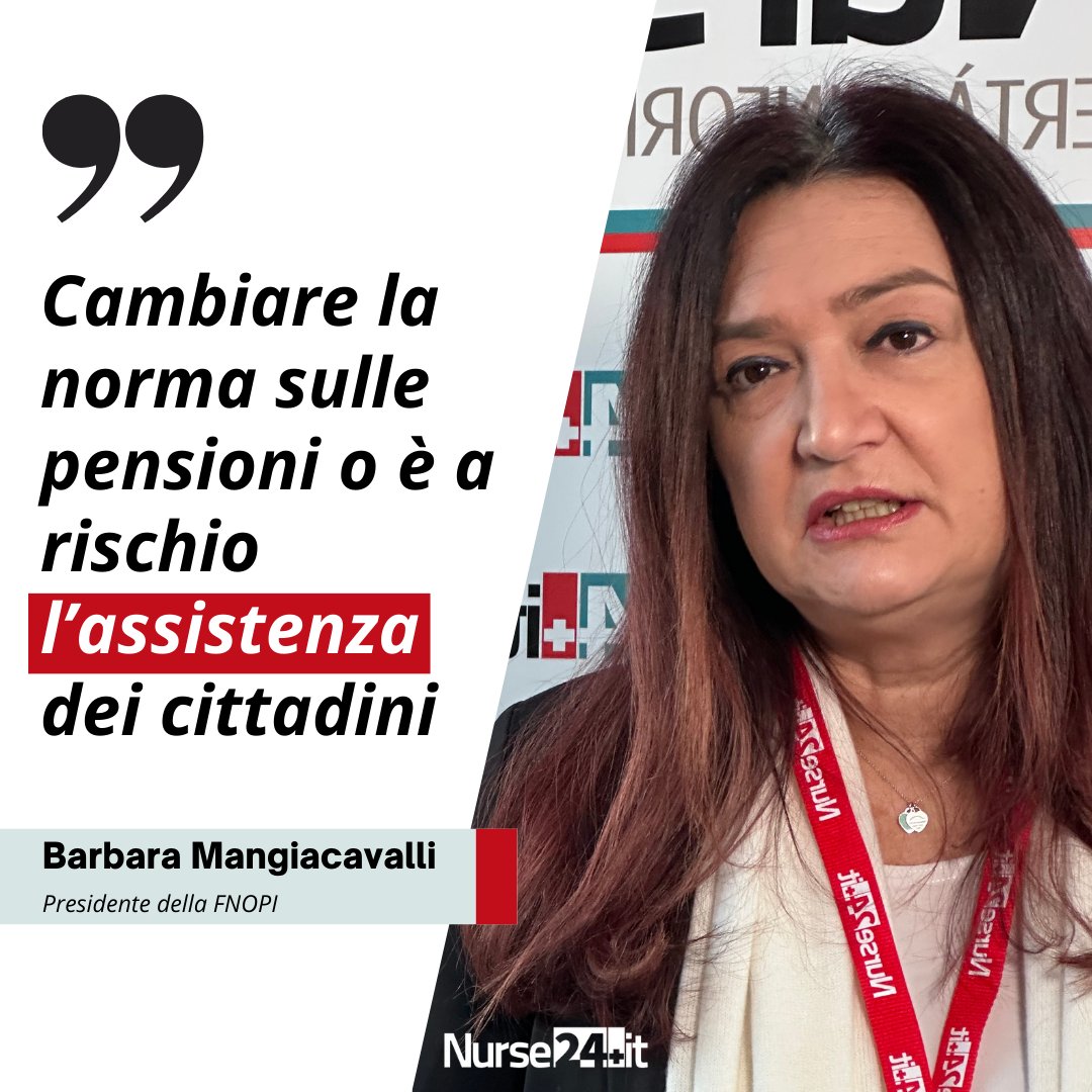 Nurse24it's tweet photo. Se non verrà cambiata la norma sulle pensioni noi non saremo in grado non solo di attuare il Pnrr, ma nemmeno di assicurare l'#assistenzasanitaria primaria per i nostri cittadini".

Barbara Mangiacavalli, presidente @FNInfermieri. https://t.co/XGdabjfByc