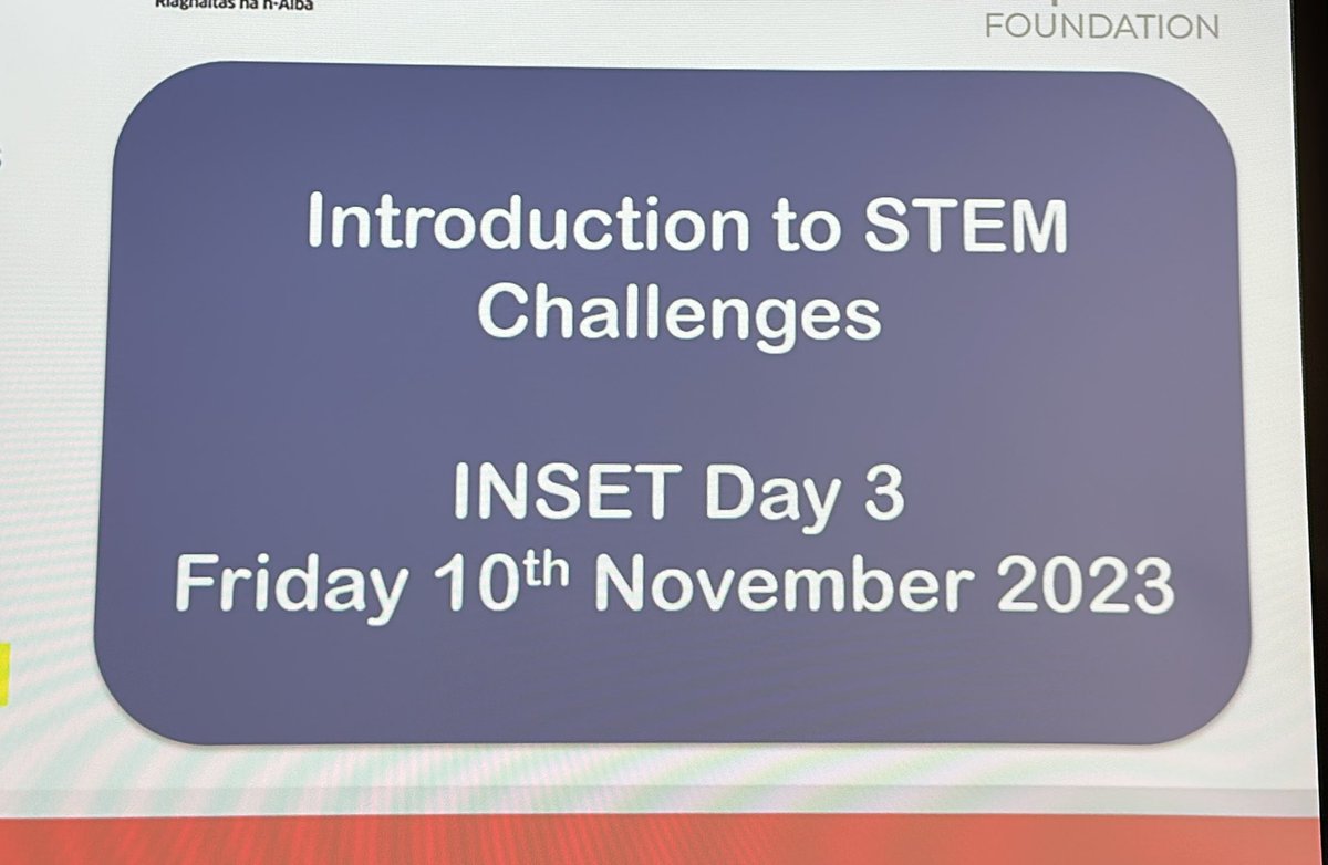 Day 2 and time to run a workshop on STEM challenges across the school and the progression framework which has been created bespoke to the school.