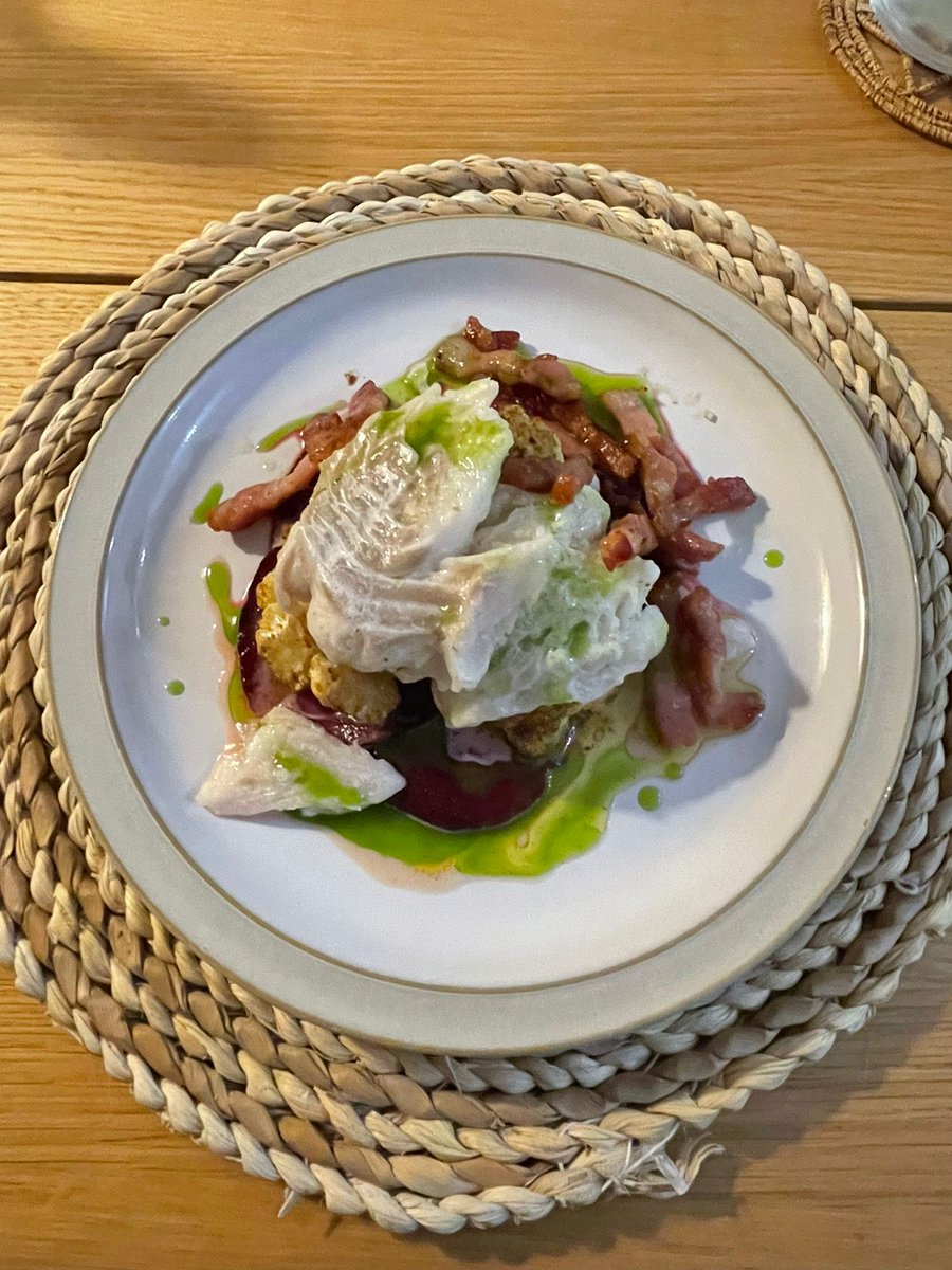 ChefGordonis's tweet image. Milk poached haddock, syrup basted pork &amp;amp; banana ice cream sundae!