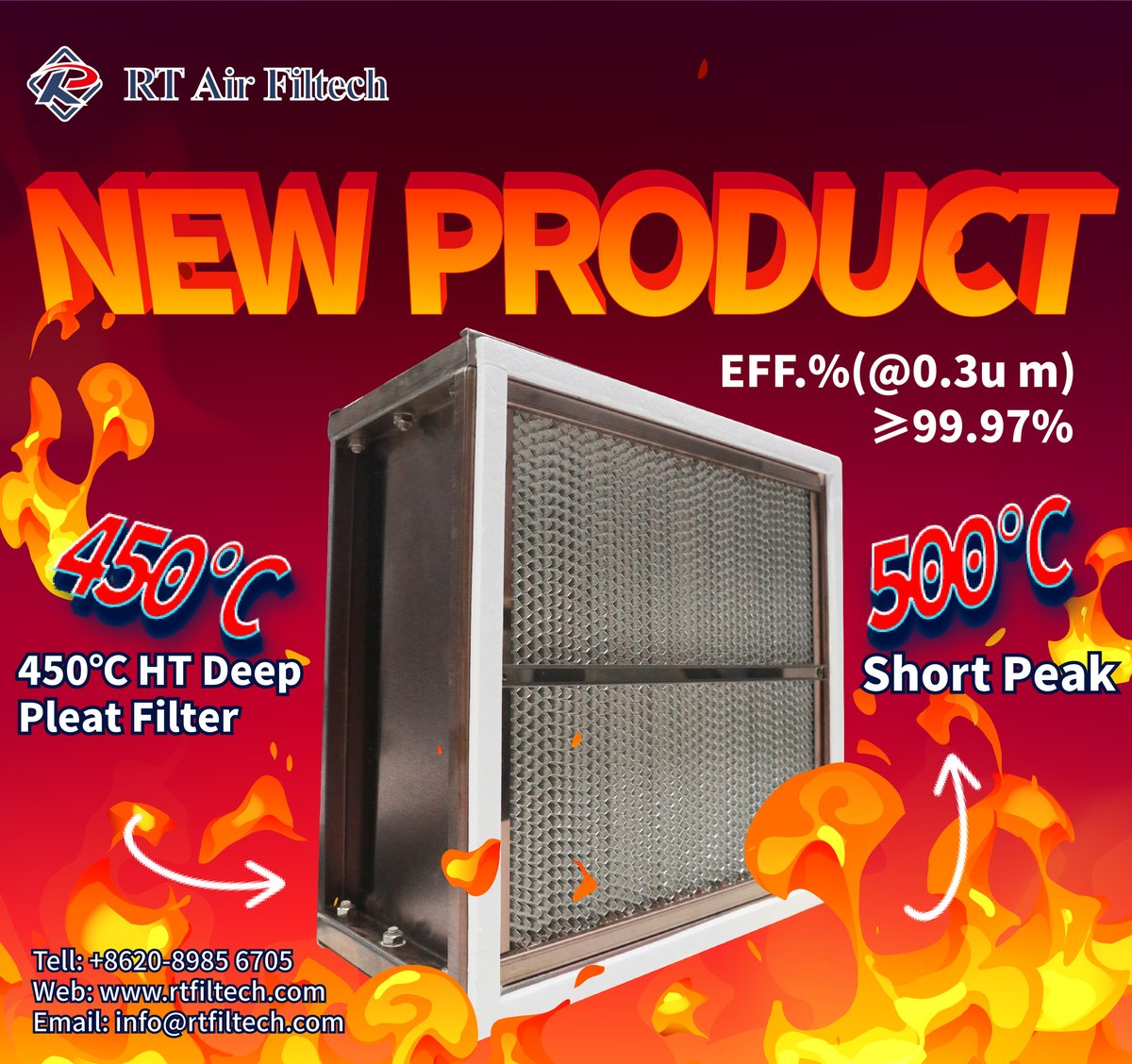 FiltechRt's tweet image. Thinking a max 500℃ HT HEPA filter? 
This RT new model is comparable to the Camfil Farr F Series Absolute air filter, but at a much more competitive price.

E: sales03@rtfiltech.com
Mobile/WhatsApp/WeChat: +86 13922333871
Web: rtfiltech.com 
#hepafilter #pharmaceutical