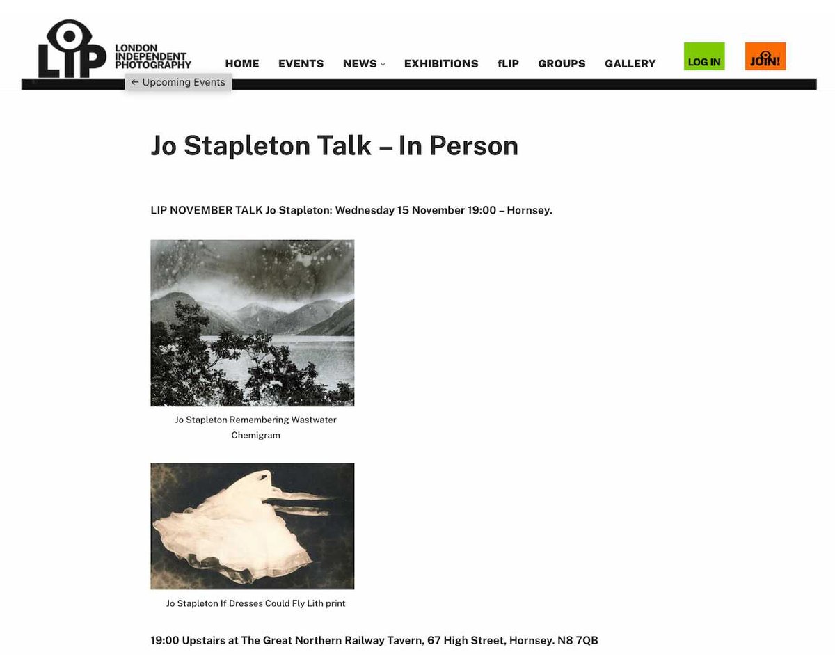 Very excited to be invited by <a href="/londonindphoto/">London Independent Photography</a> to give an artists talk to share my work and creative practice, on Wednesday 15 November, 7pm upstairs <a href="/GNRTavern/">The GNR Tavern</a> , Hornsey. The Talk is free and open to  LIP and non/LIP member. More info here londonphotography.org.uk/upcoming/2023/…
