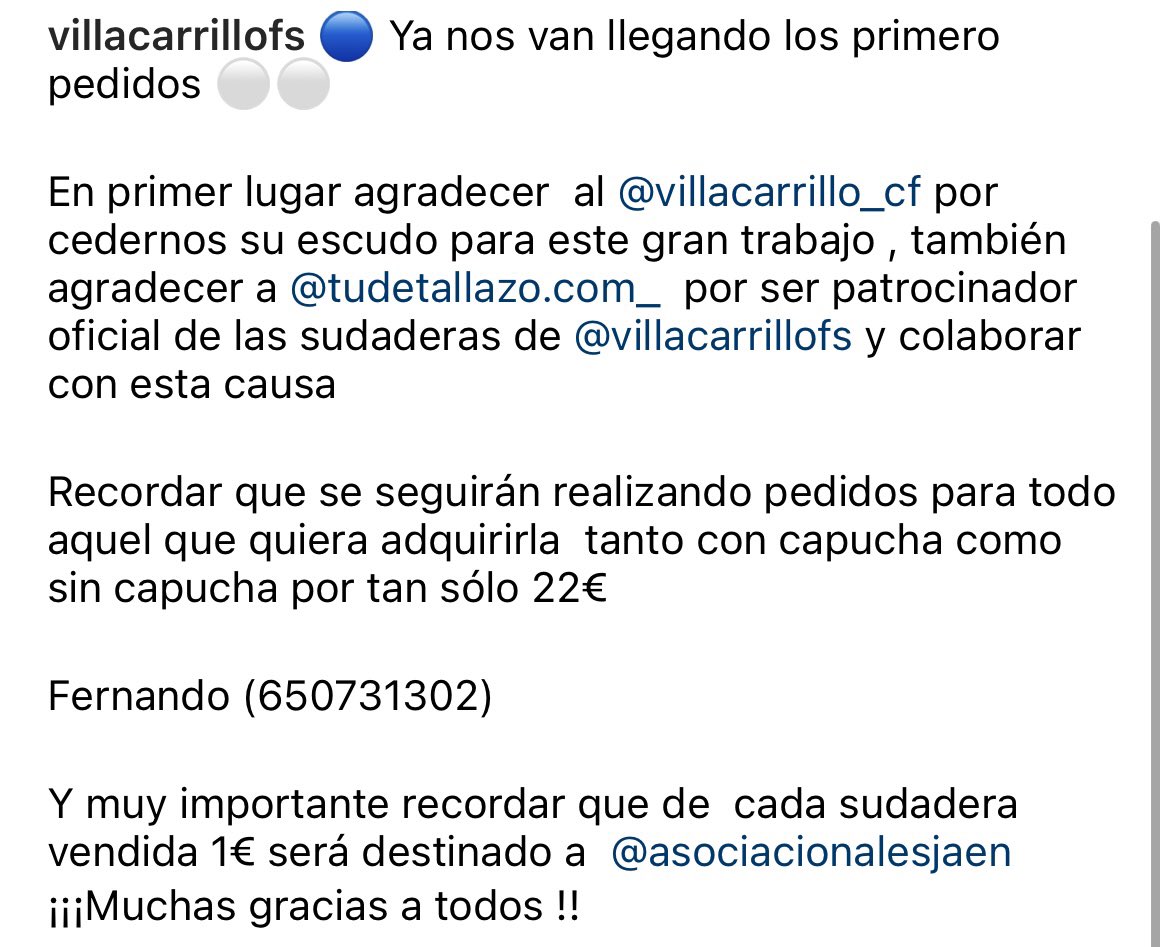 💙🤍Villacarrillofs  estamos comprometidos con las personas que más lo necesitan. Esto nos hace más fuertes. <a href="/asociacionales/">Asociación ALES Jaén</a>
