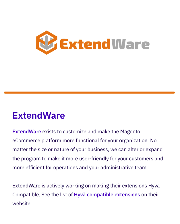 We are thrilled to announce that we are now <a href="/hyva_io/">Hyvä 🟢🟢🟢🟢</a> technology partner. Find our Hyvä compatible extensions for #Magento here: extendware.com/magento-hyva-e…
