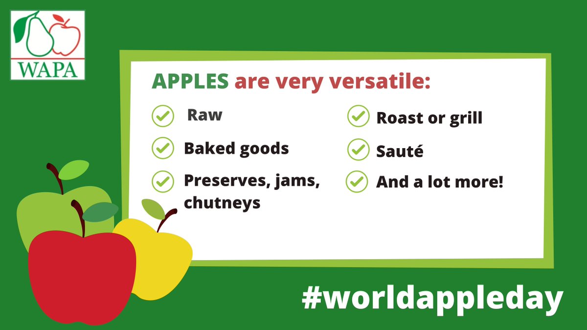 #Apples are a very versatile fruit! 🍎

You can eat them raw 🍏 and in baked goods 🥮, roast them and grill them 🔥, and a lot more!

How are you going to eat one today on #worldappleday?