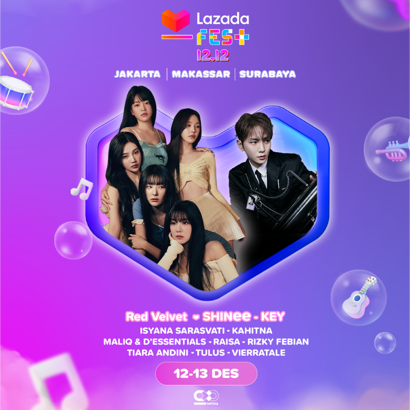 LazadaID's tweet photo. Lazada Fest 12.12 Jakarta bakal seru habis-habisan bareng Red Velvet, SHINee's KEY &amp; artis kesayangan kamu! Siap-siap beli tiketnya, 11 November 2023 di aplikasi Lazada. 

Catat : 
📆 : 12 - 13 Desember 2023
 📍: Jakarta, Surabaya &amp; Makassar 

#LazadaFest1212 #SerunyaHabisHabisan https://t.co/qtBfN0Ux9Y
