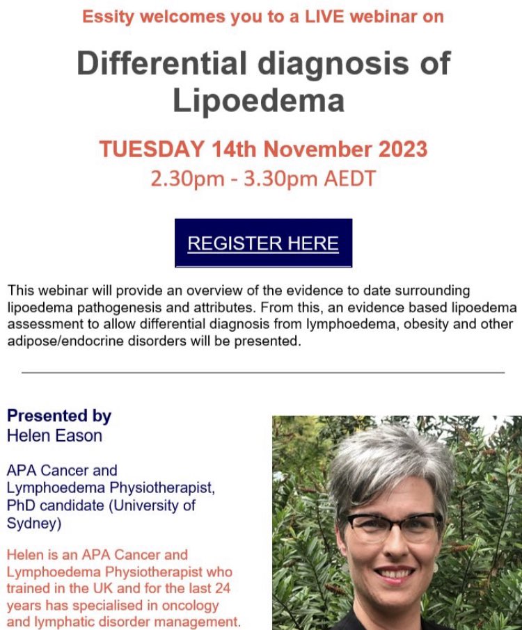 Want to get some tips on differential diagnosis of lipoedema? Look no further! Still time to register by clicking this link:

lnkd.in/gvNtR4fR