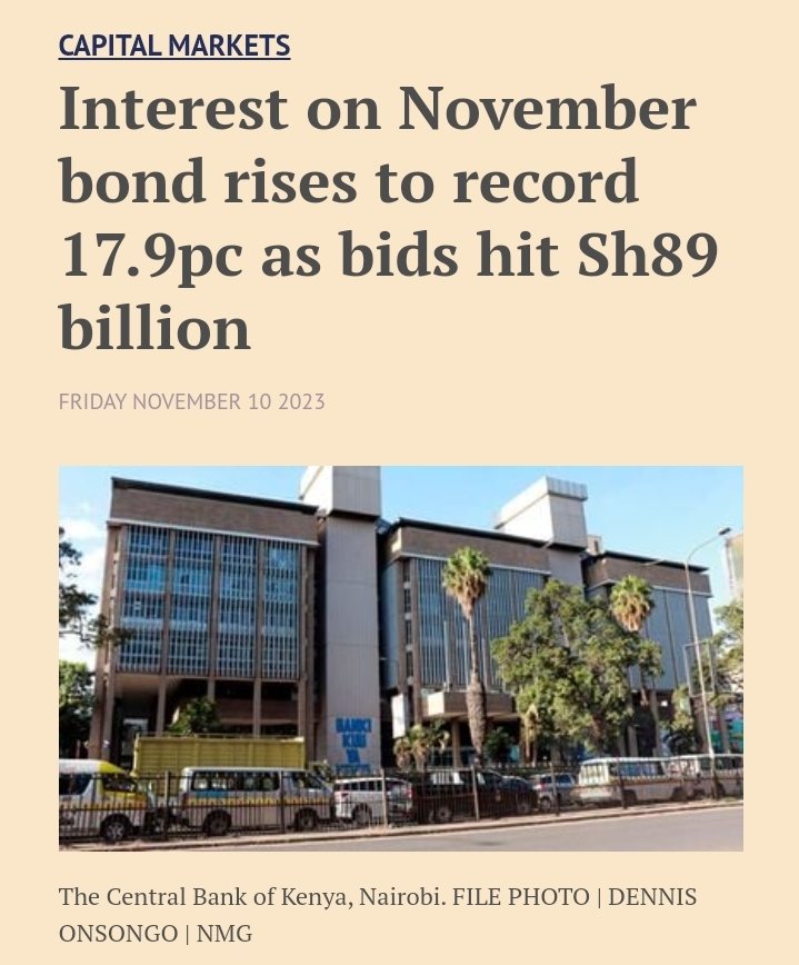 📈 Record-breaking success! 💰 November's infrastructure bond in Kenya raised Sh67 billion at a historic interest rate of 17.93%. 🚀 Investors' overwhelming support speaks volumes about confidence in Kenya's economic trajectory. 🌍📊 #KenyaEconomy #InvestmentSuccess