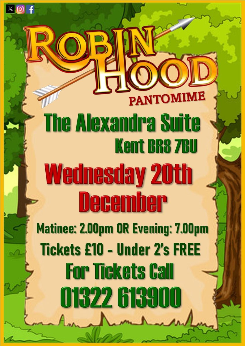 Christmas is here!...on no it’s not......OH YES IT IS!✨🎅

Tickets for this year’s pantomime 'Robin Hood' are available now!

📍The Alexandra Suite, Swanley, Kent BR8 7BU
⏱Matinee: 2.00pm OR Evening 7.00pm
swanley.org.uk / 01322 613900📞