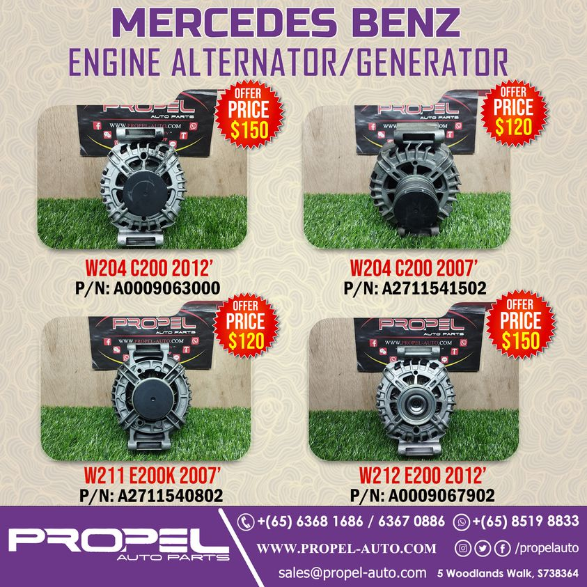 propelauto's tweet photo. Mercedes Car Alternator / Generator On #DiscountedSale #DiwaliSale 

Ping us &amp; Shop now #LimitedOffer 

#Singapore #Offers #PropelAuto #GenuineParts #UsedItems #Alternator #Generator #PreOwnedParts #Qualityitems #W204 #W212 #W211 #SG #SparePartShop #PropelAutoParts #Ping #BuyNow https://t.co/60YTVTTwXP