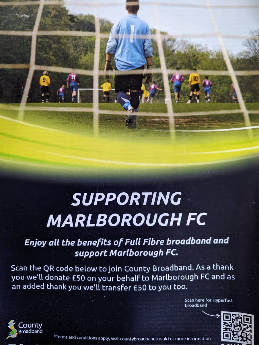Fantastic initiative and support offered by @CountyBroadband Grassroots football clubs need all the support they can get! Interested? Then drop us a message #upthemarley