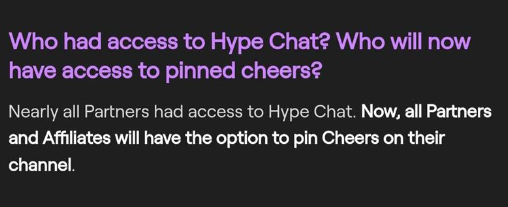 La fonctionnalité qui succèdera à Hype Chat sera disponible pour tous les partenaires et affiliés Twitch !
#StreamerNews 
Source : bit.ly/Cheerpin