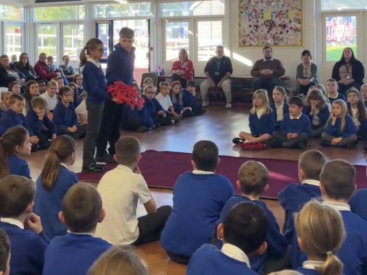 AshbrookJunior's tweet photo. This morning, we held our remembrance assembly to remember the sacrifices made by people, past and present. Our pupils showed great respect during their moment of silence.
#Remembrance #RemembanceDay #RemembranceAssembly #LestWeForget #Respect https://t.co/pocvyfyoMb